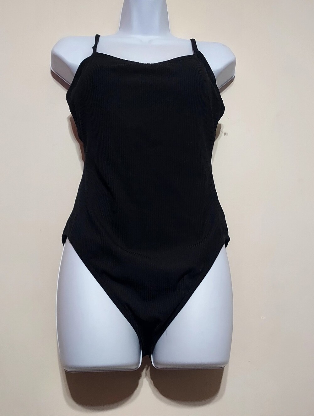 Andie Ribbed Knit Black One Piece Swimsuit Sz-XL Tall - Picture 4 of 10